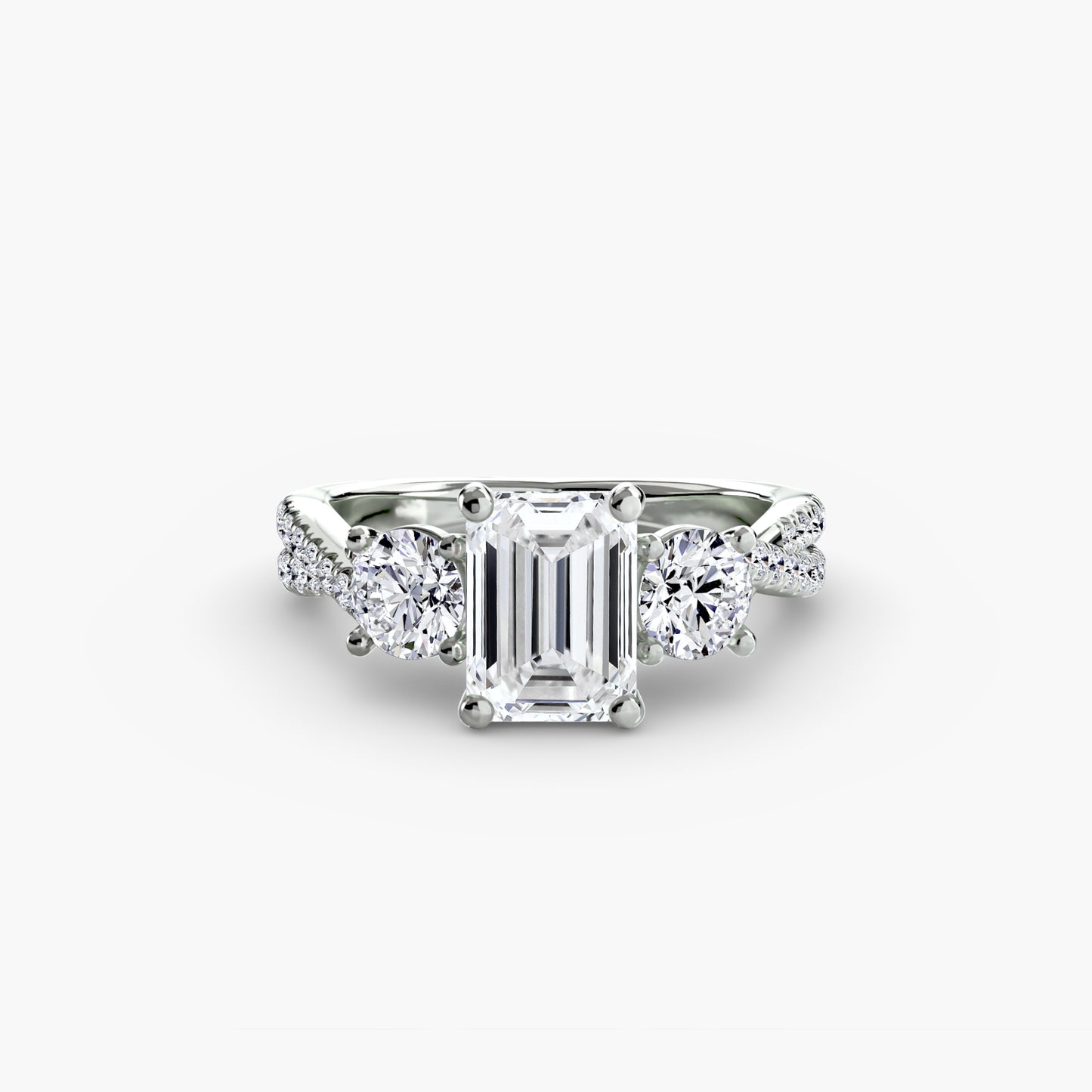 The "Colette" Three-Stone with Pavé Twist Ring