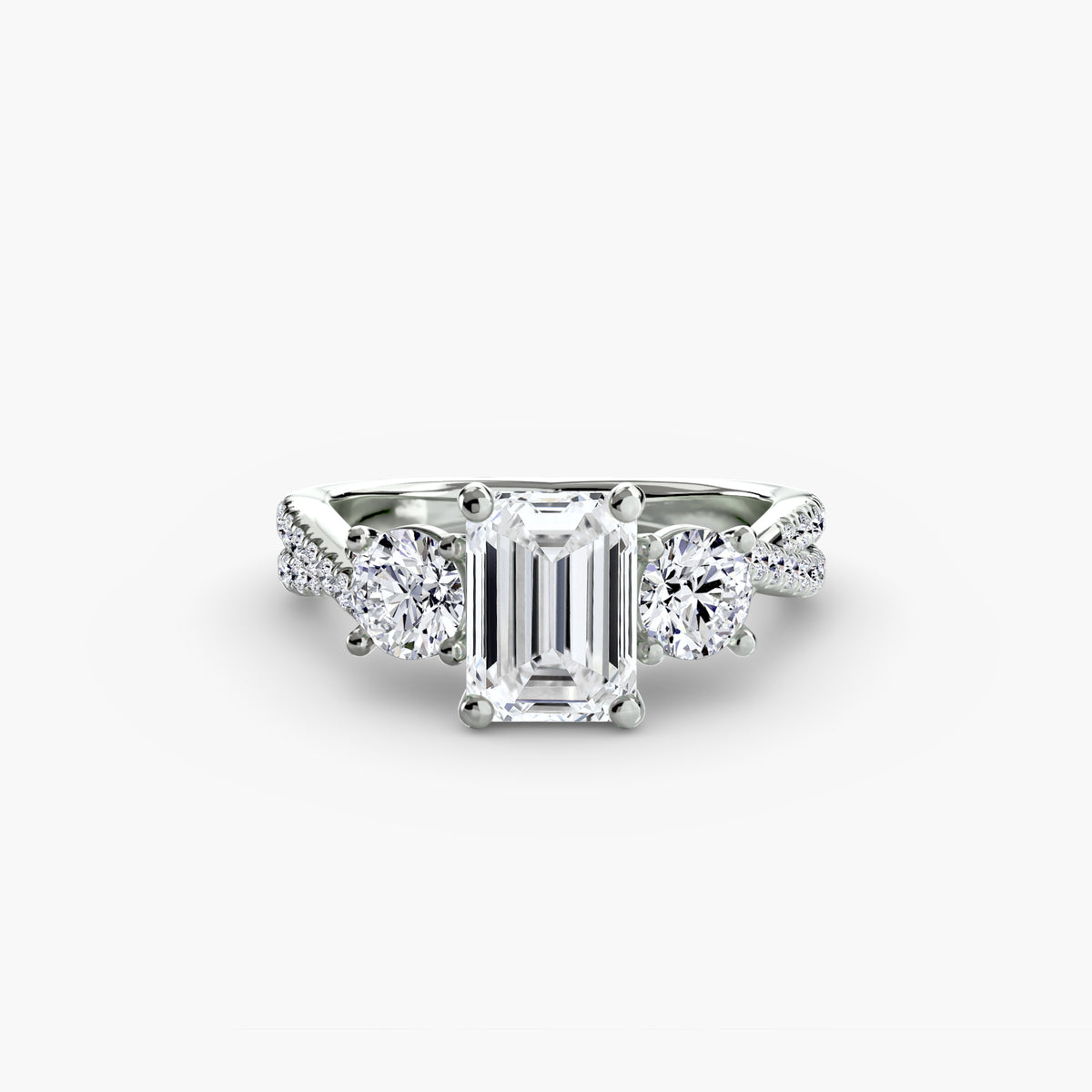 The "Colette" Three-Stone with Pavé Twist Ring