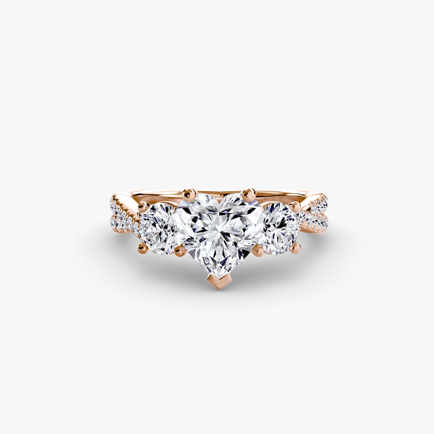 The "Colette" Three-Stone with Pavé Twist Ring
