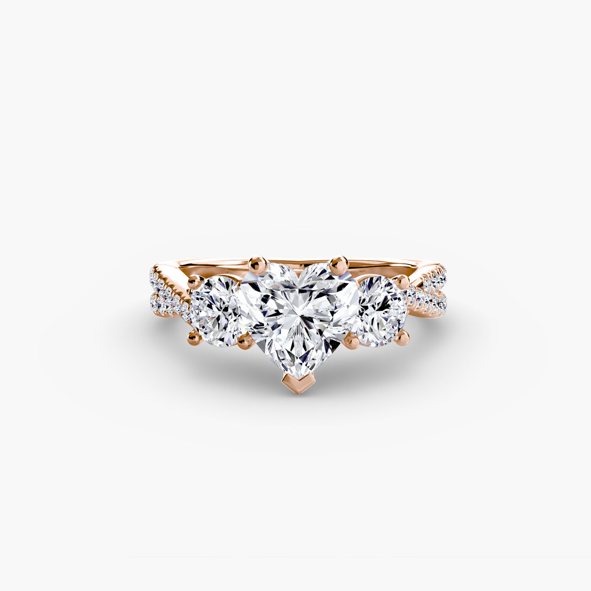 The "Colette" Three-Stone with Pavé Twist Ring