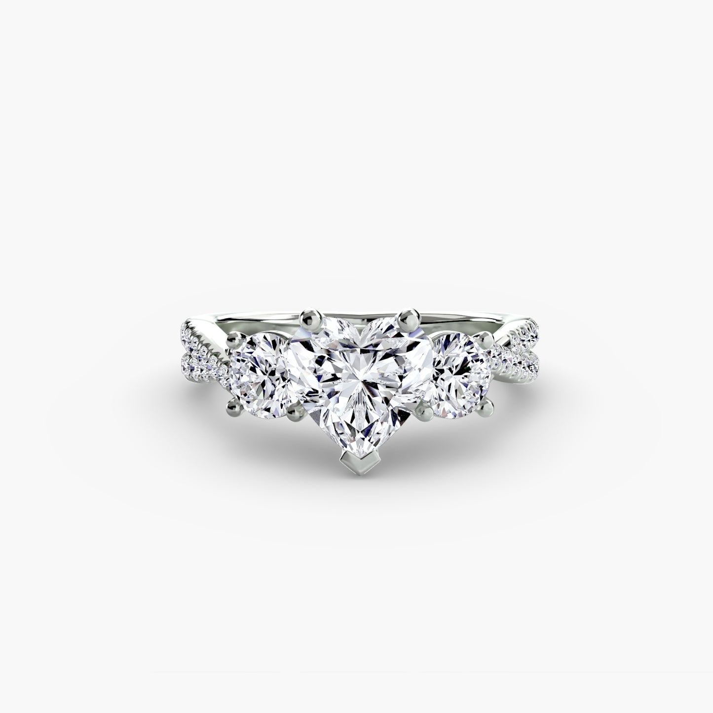 The "Colette" Three-Stone with Pavé Twist Ring