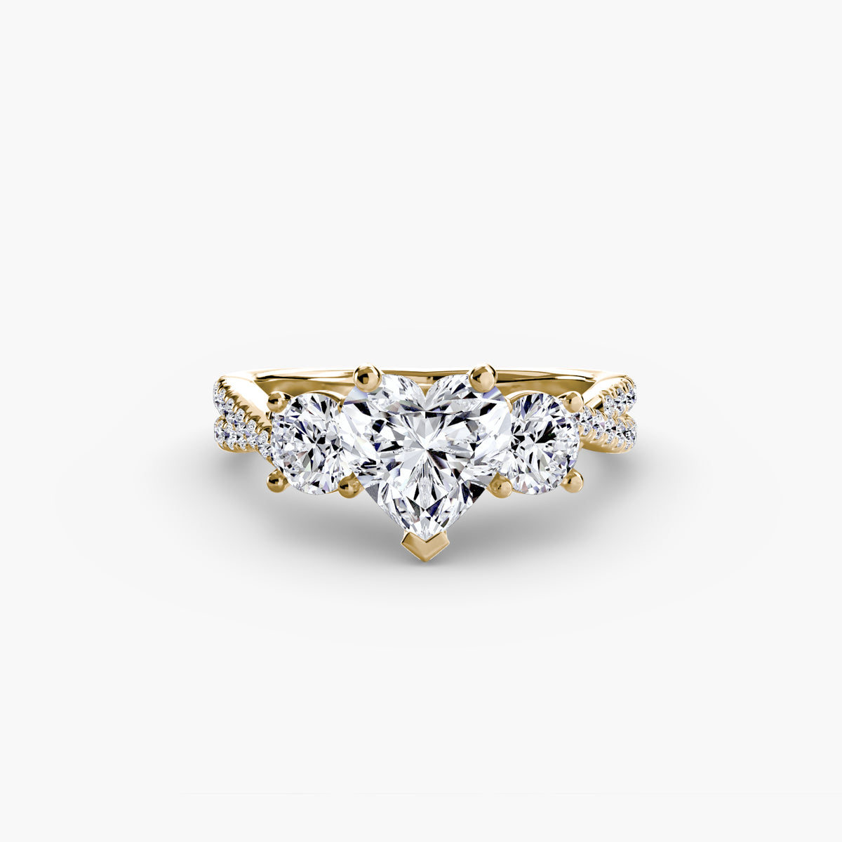 The "Colette" Three-Stone with Pavé Twist Ring