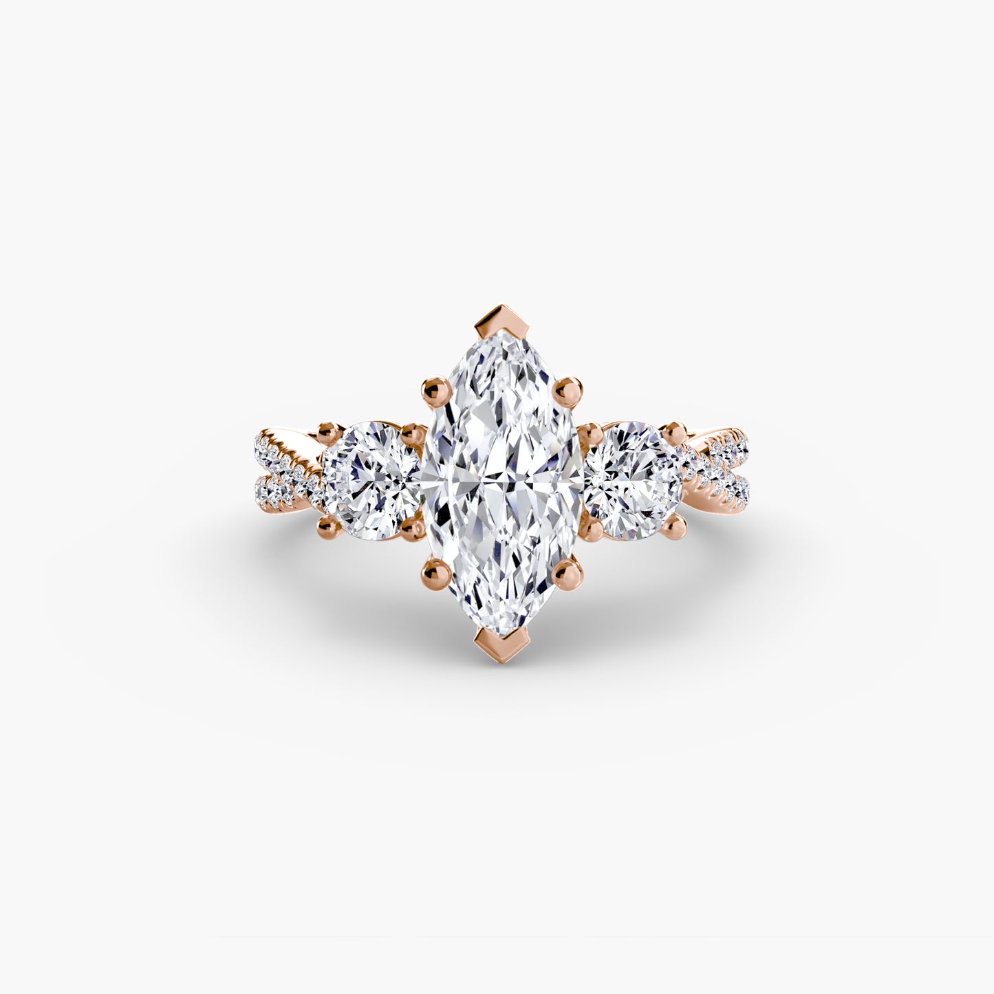 The "Colette" Three-Stone with Pavé Twist Ring