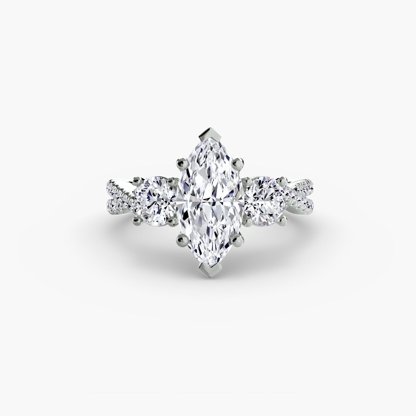 The "Colette" Three-Stone with Pavé Twist Ring