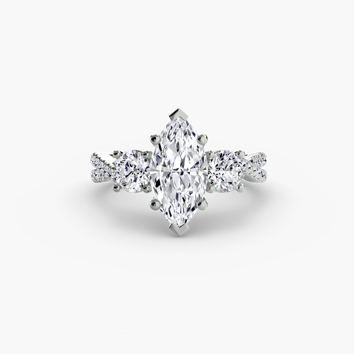 The "Colette" Three-Stone with Pavé Twist Ring