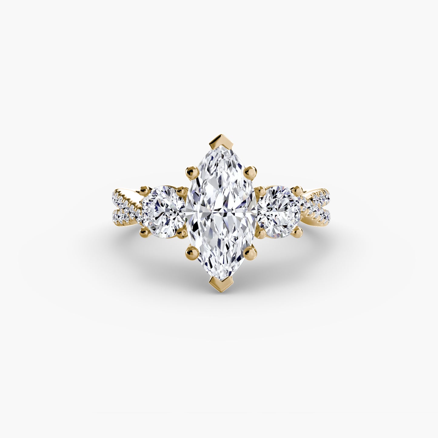 The "Colette" Three-Stone with Pavé Twist Ring