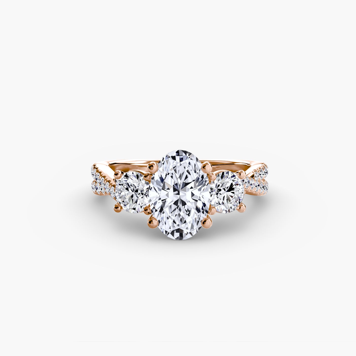 The "Colette" Three-Stone with Pavé Twist Ring
