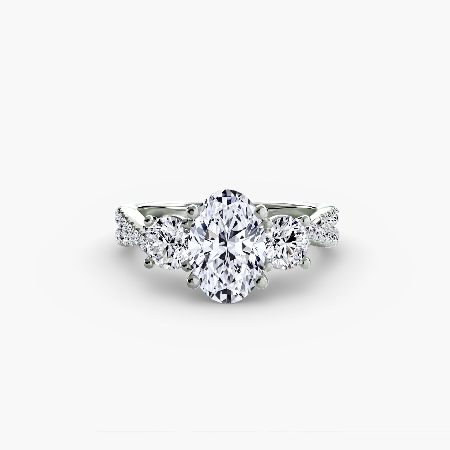 The "Colette" Three-Stone with Pavé Twist Ring