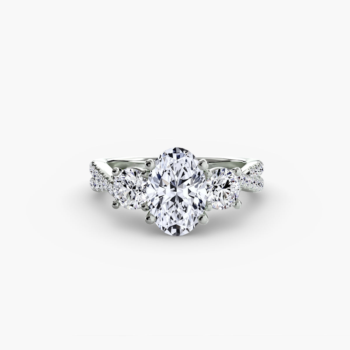 The "Colette" Three-Stone with Pavé Twist Ring