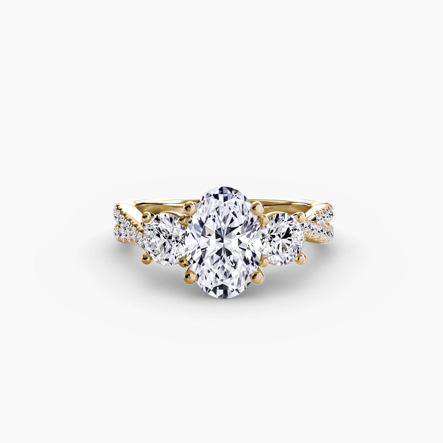 The "Colette" Three-Stone with Pavé Twist Ring