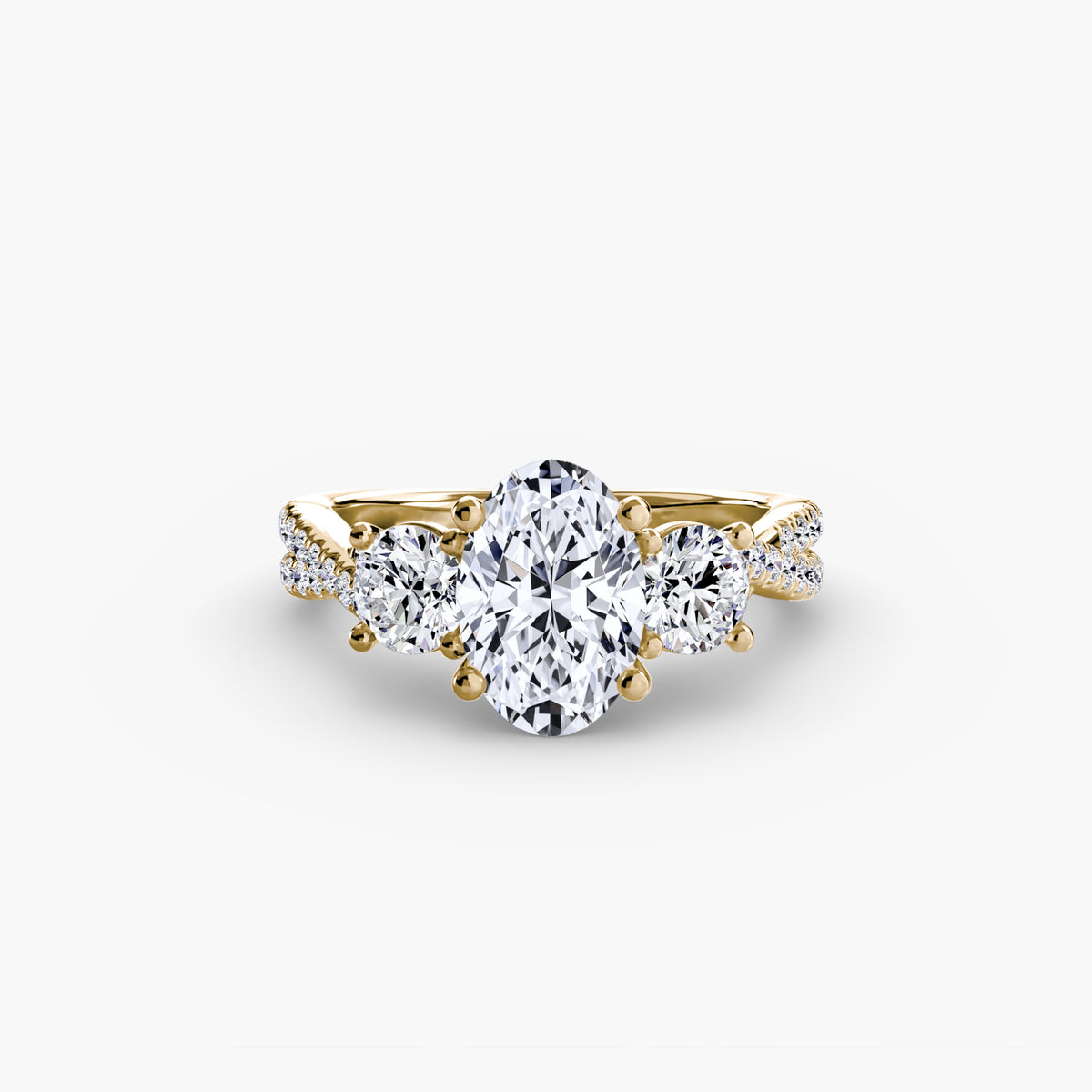 The "Colette" Three-Stone with Pavé Twist Ring