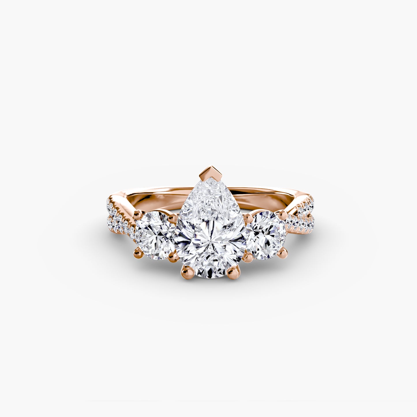 The "Colette" Three-Stone with Pavé Twist Ring