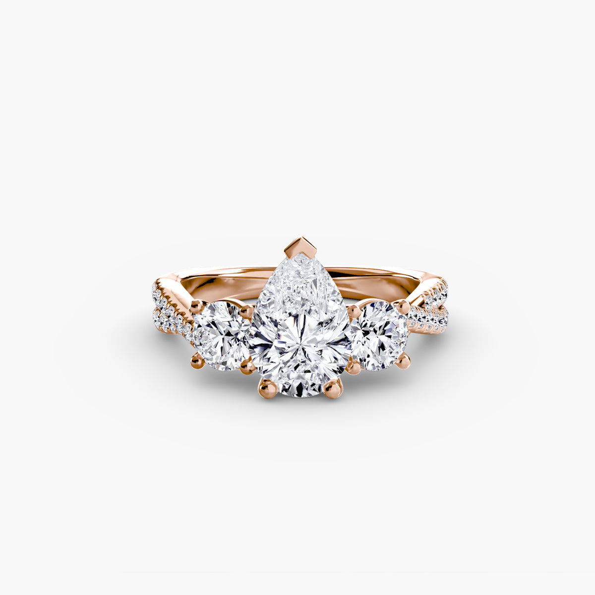 The "Colette" Three-Stone with Pavé Twist Ring