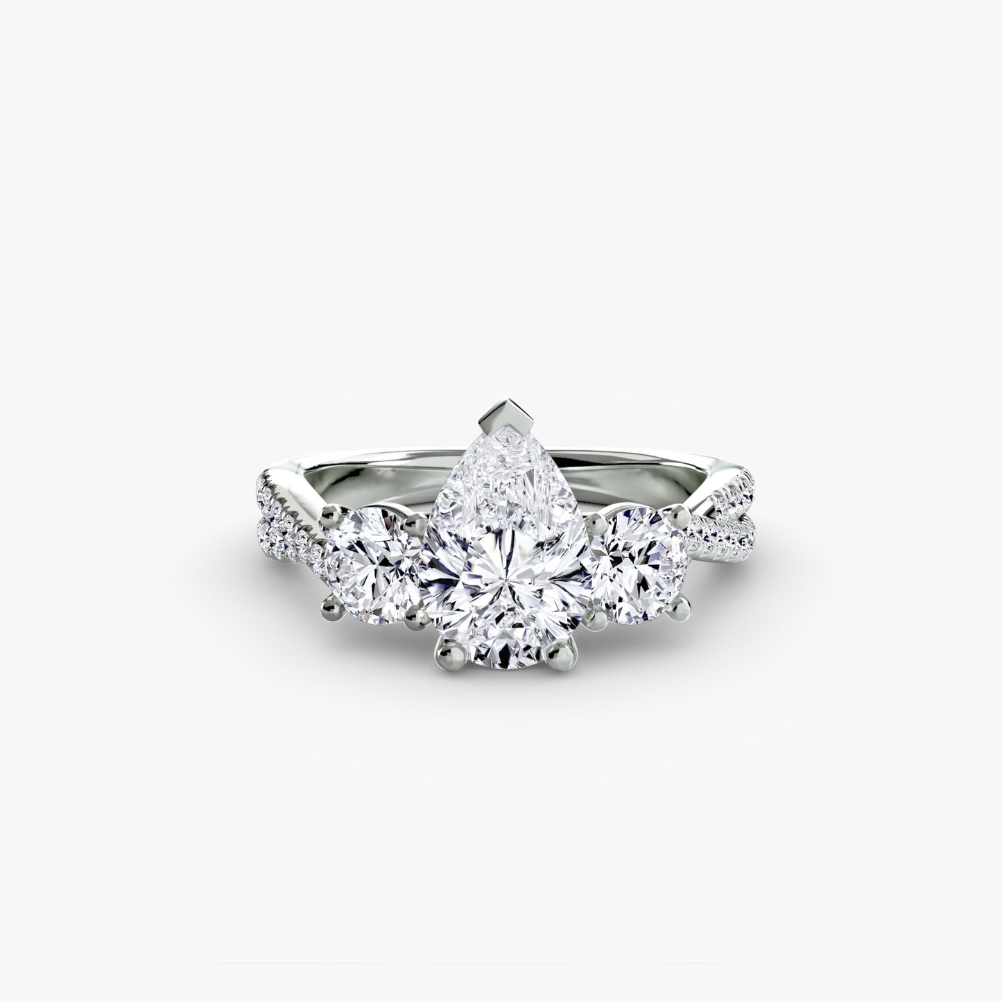 The "Colette" Three-Stone with Pavé Twist Ring