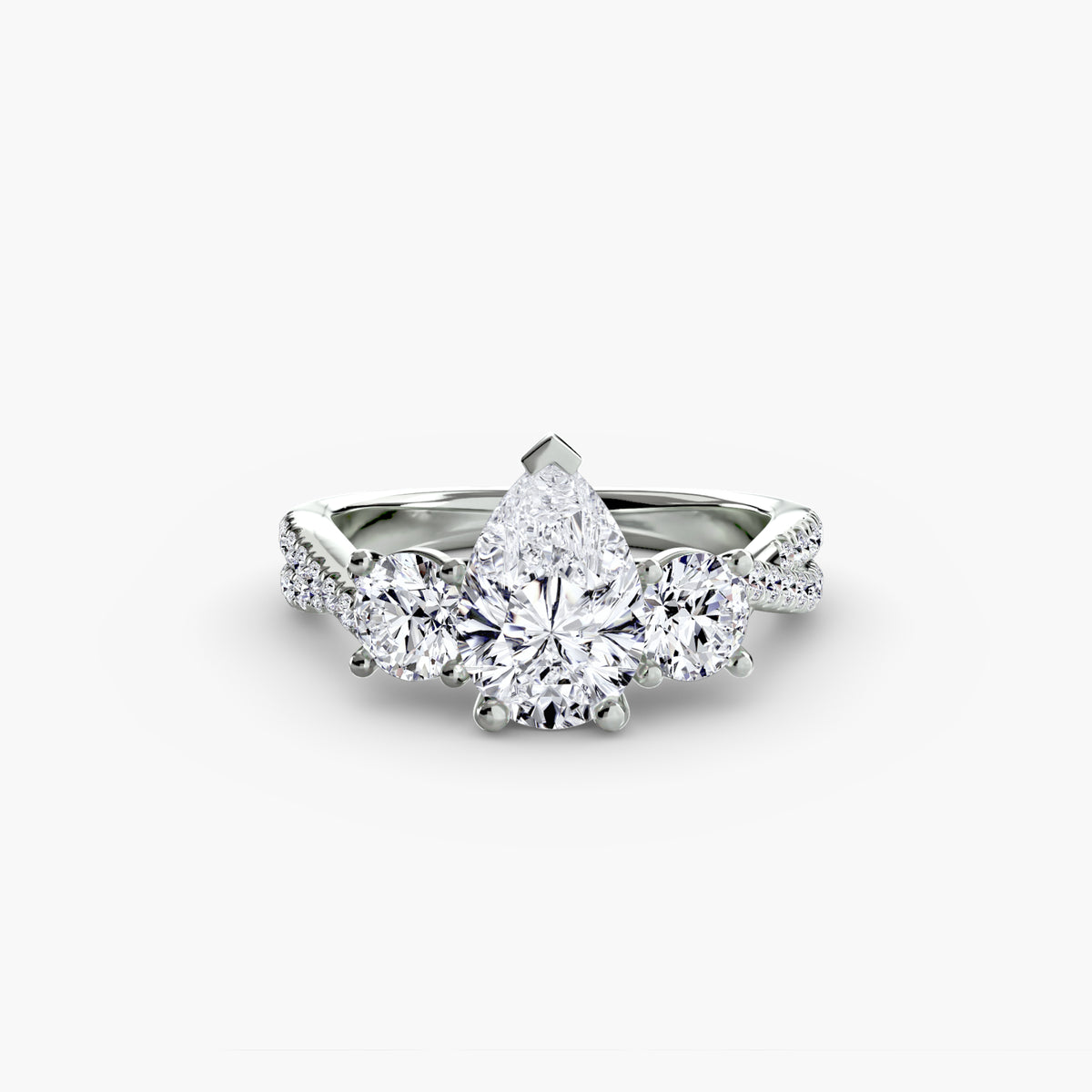 The "Colette" Three-Stone with Pavé Twist Ring