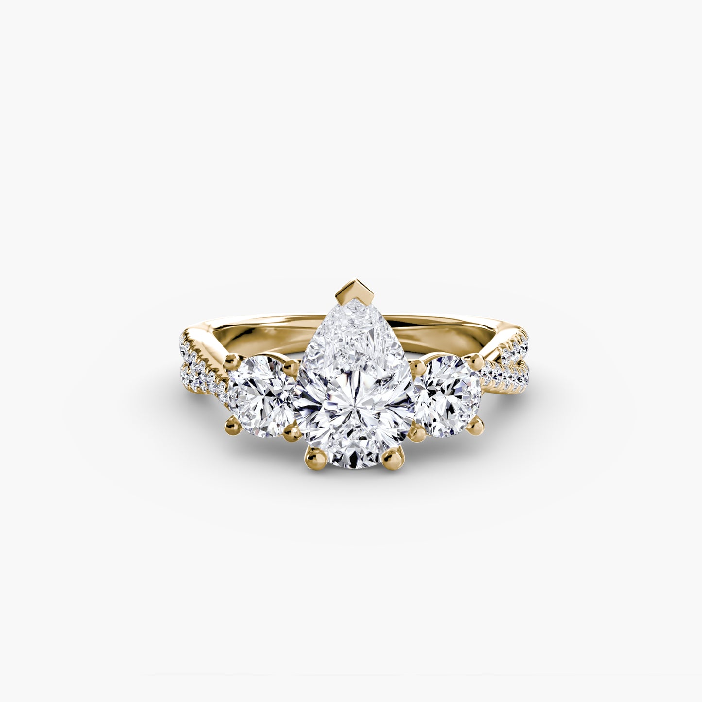 The "Colette" Three-Stone with Pavé Twist Ring