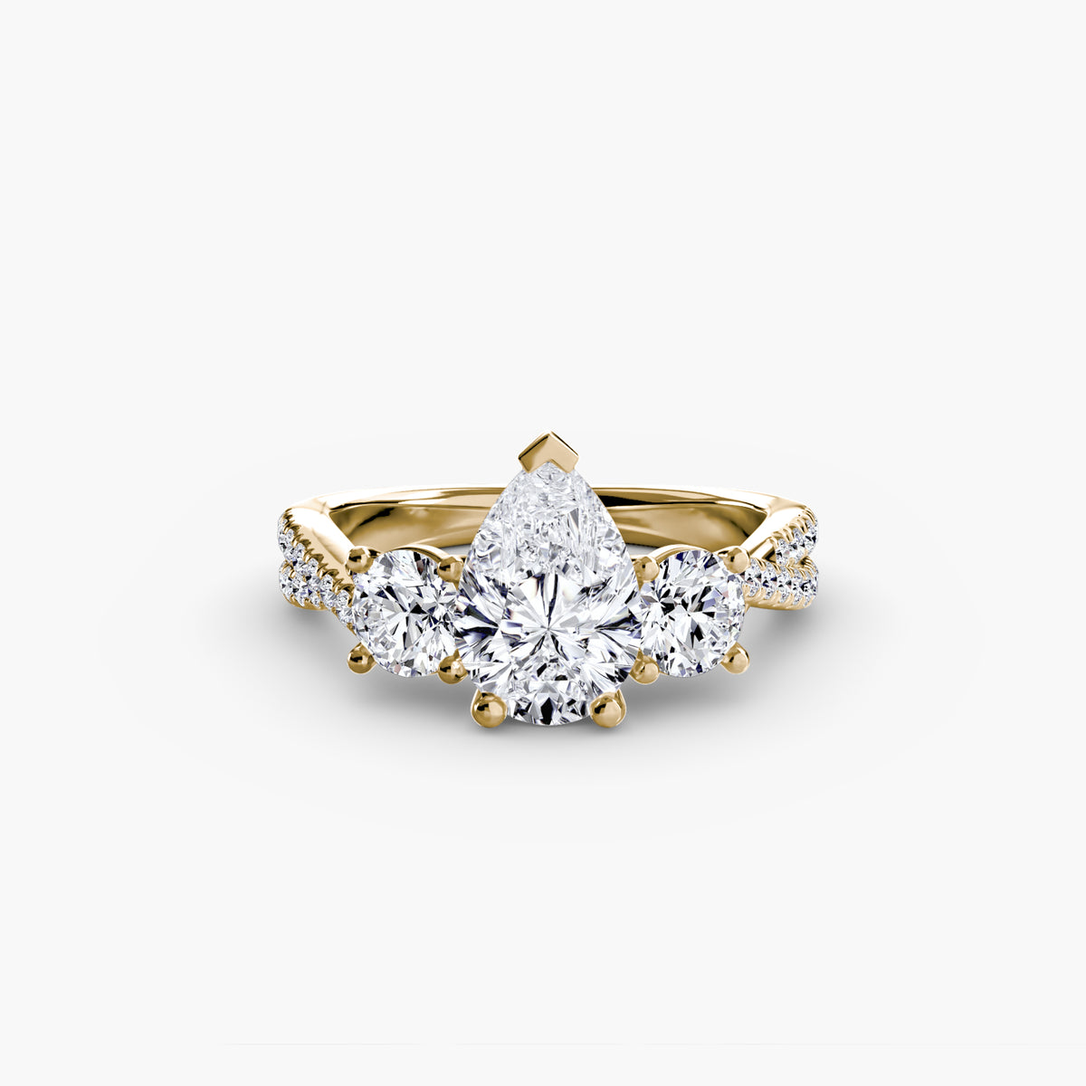 The "Colette" Three-Stone with Pavé Twist Ring