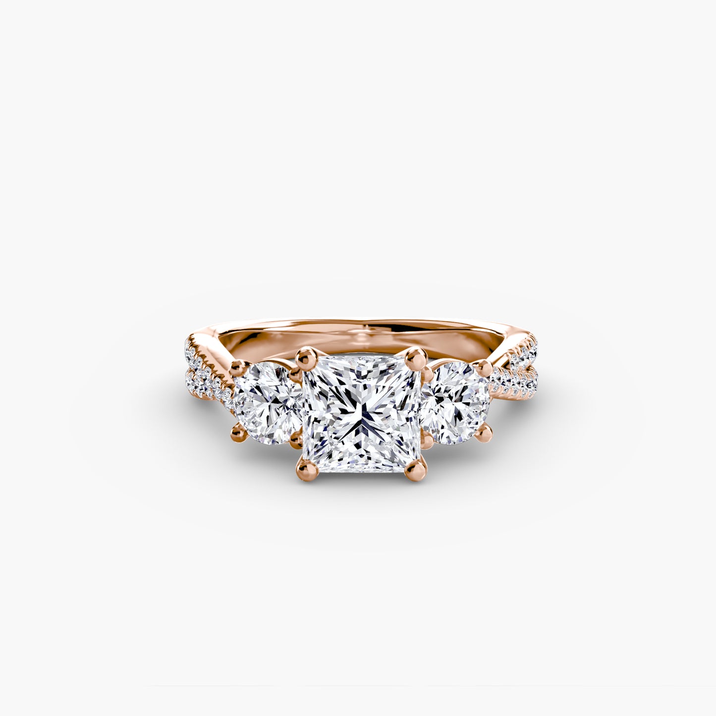 The "Colette" Three-Stone with Pavé Twist Ring