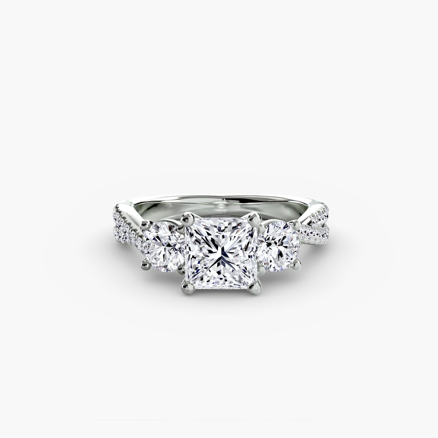 The "Colette" Three-Stone with Pavé Twist Ring