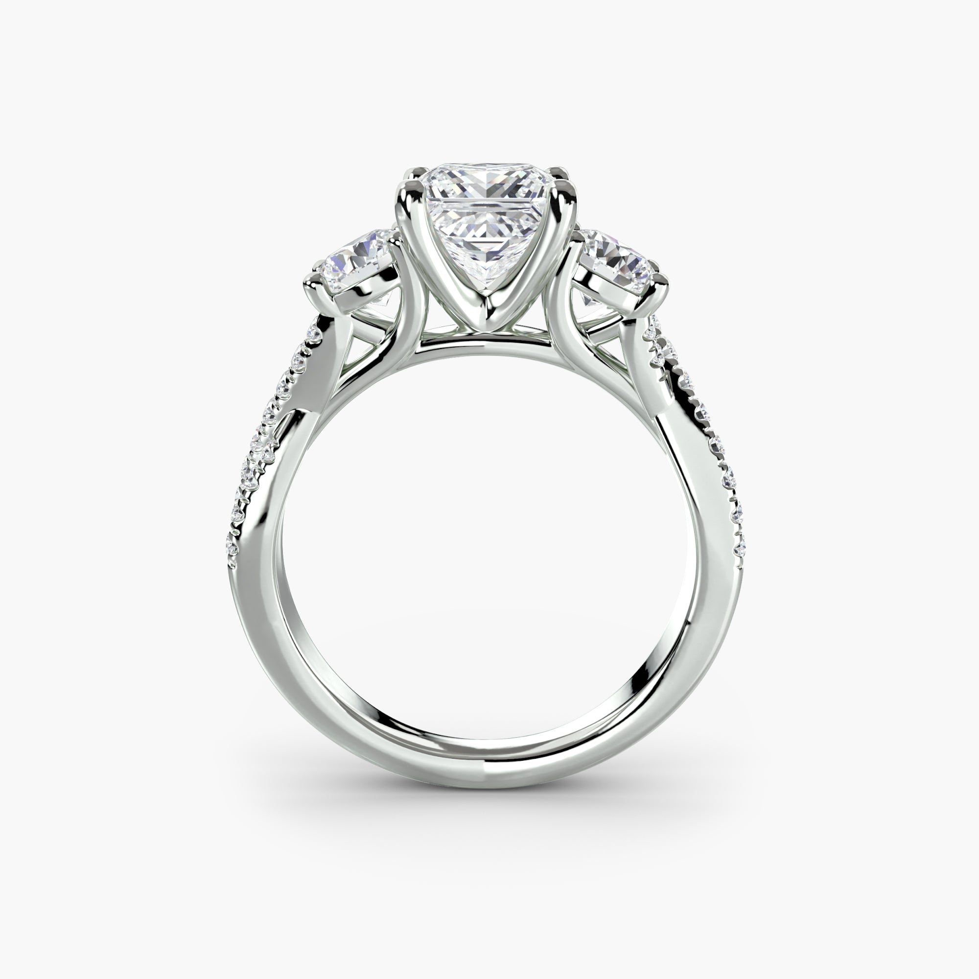 The "Colette" Three-Stone with Pavé Twist Ring