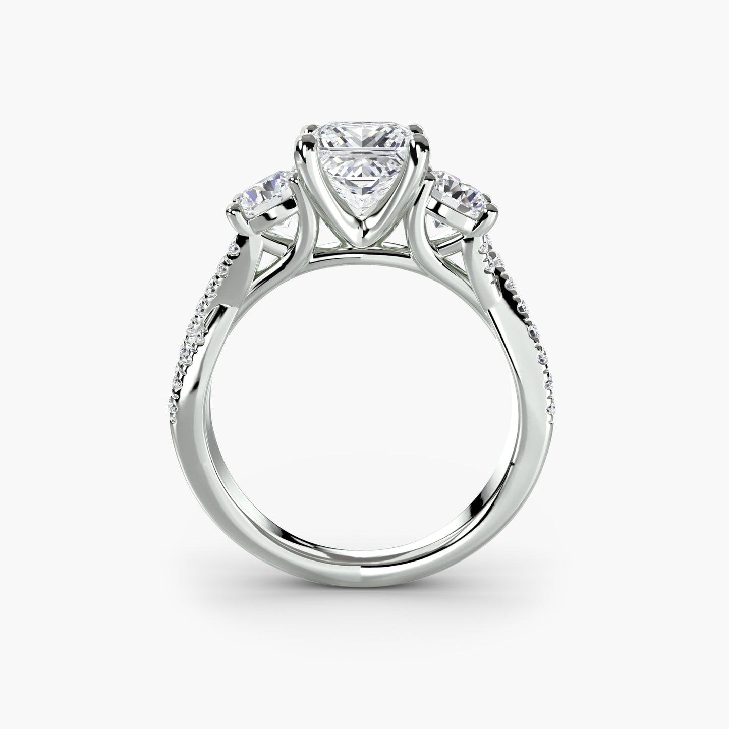 The "Colette" Three-Stone with Pavé Twist Ring