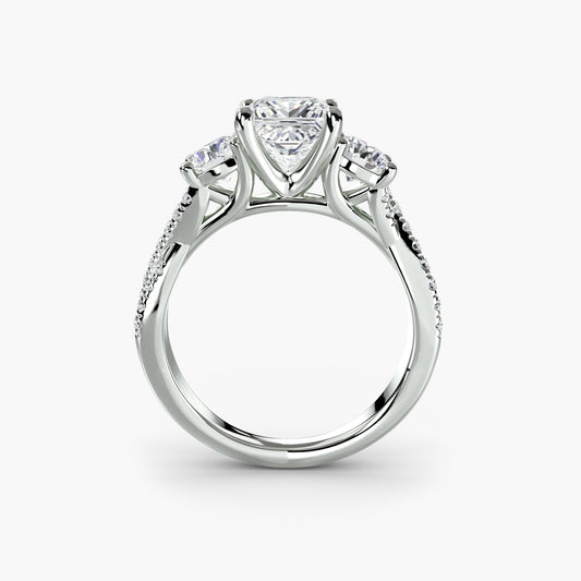 The "Colette" Three-Stone with Pavé Twist Ring