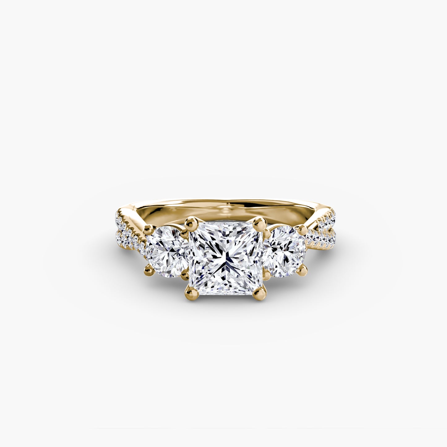 The "Colette" Three-Stone with Pavé Twist Ring