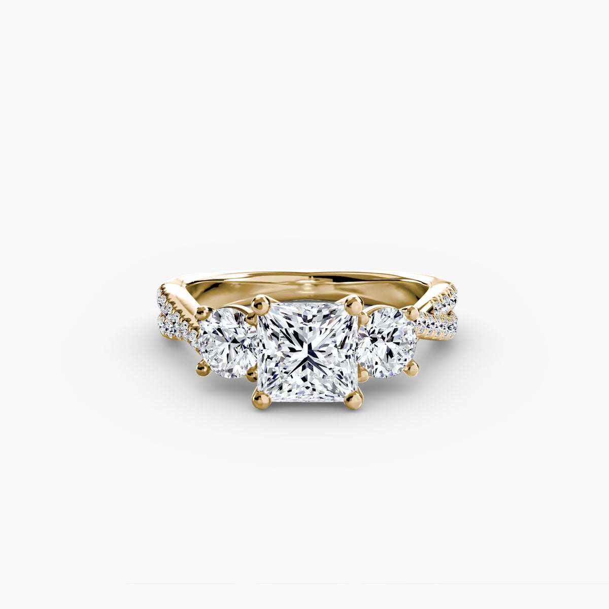 The "Colette" Three-Stone with Pavé Twist Ring