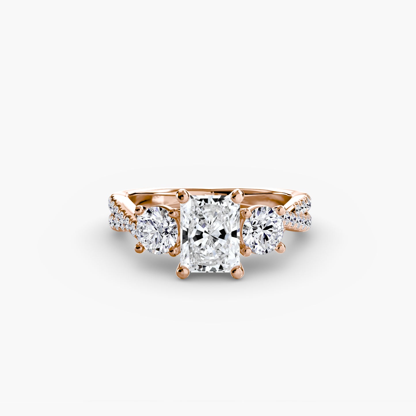 The "Colette" Three-Stone with Pavé Twist Ring