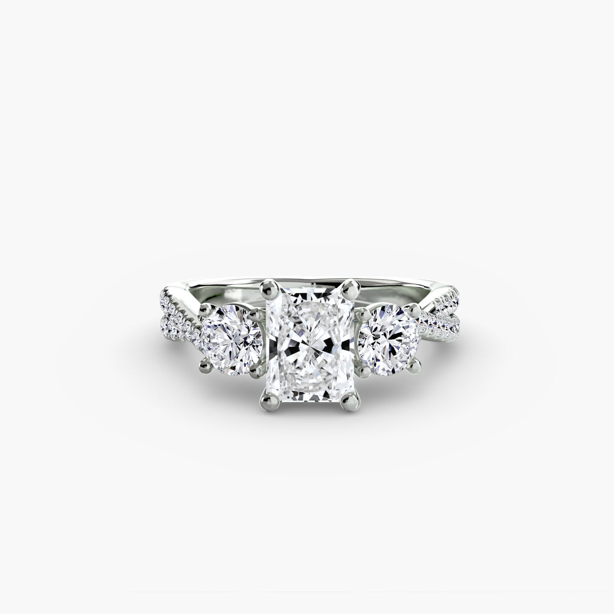 The "Colette" Three-Stone with Pavé Twist Ring
