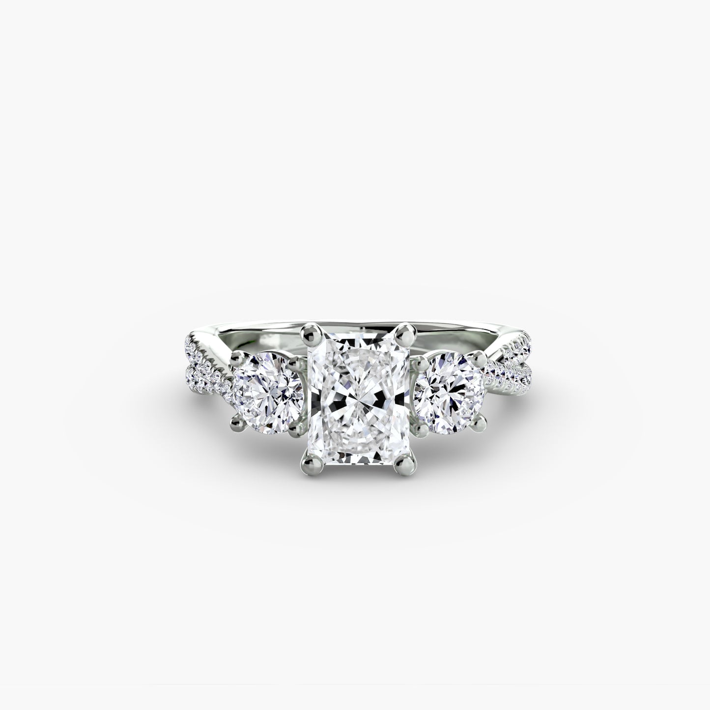 The "Colette" Three-Stone with Pavé Twist Ring