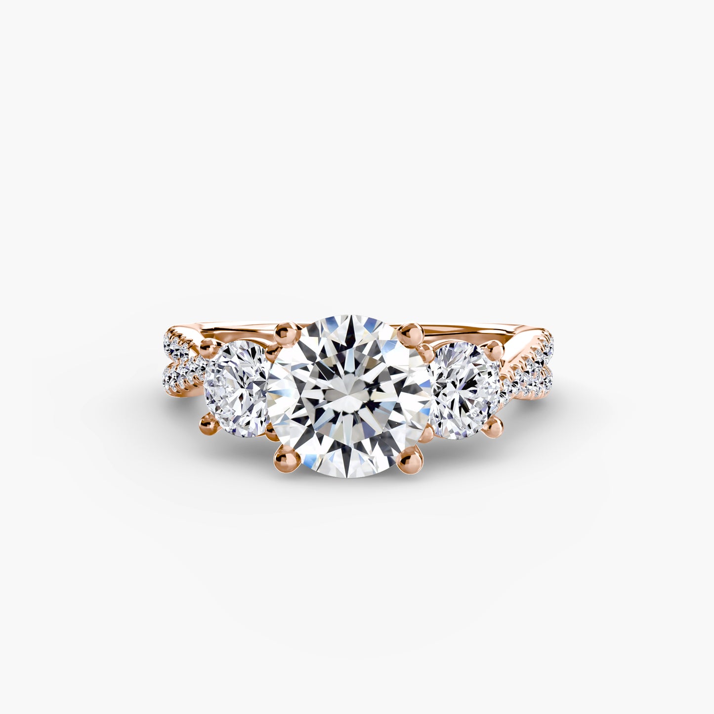 The "Colette" Three-Stone with Pavé Twist Ring