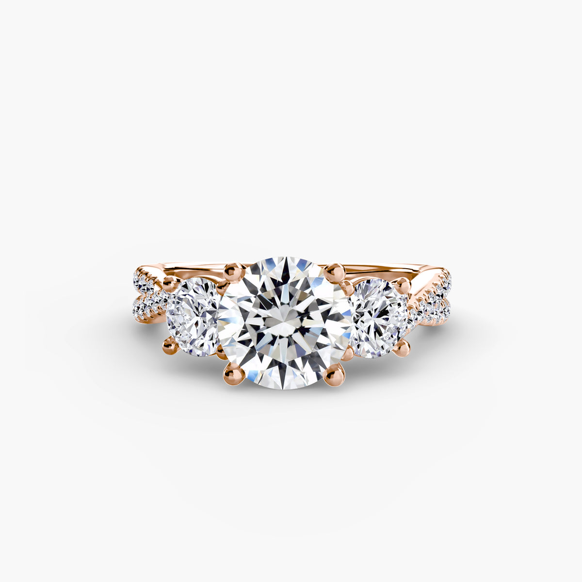 The "Colette" Three-Stone with Pavé Twist Ring