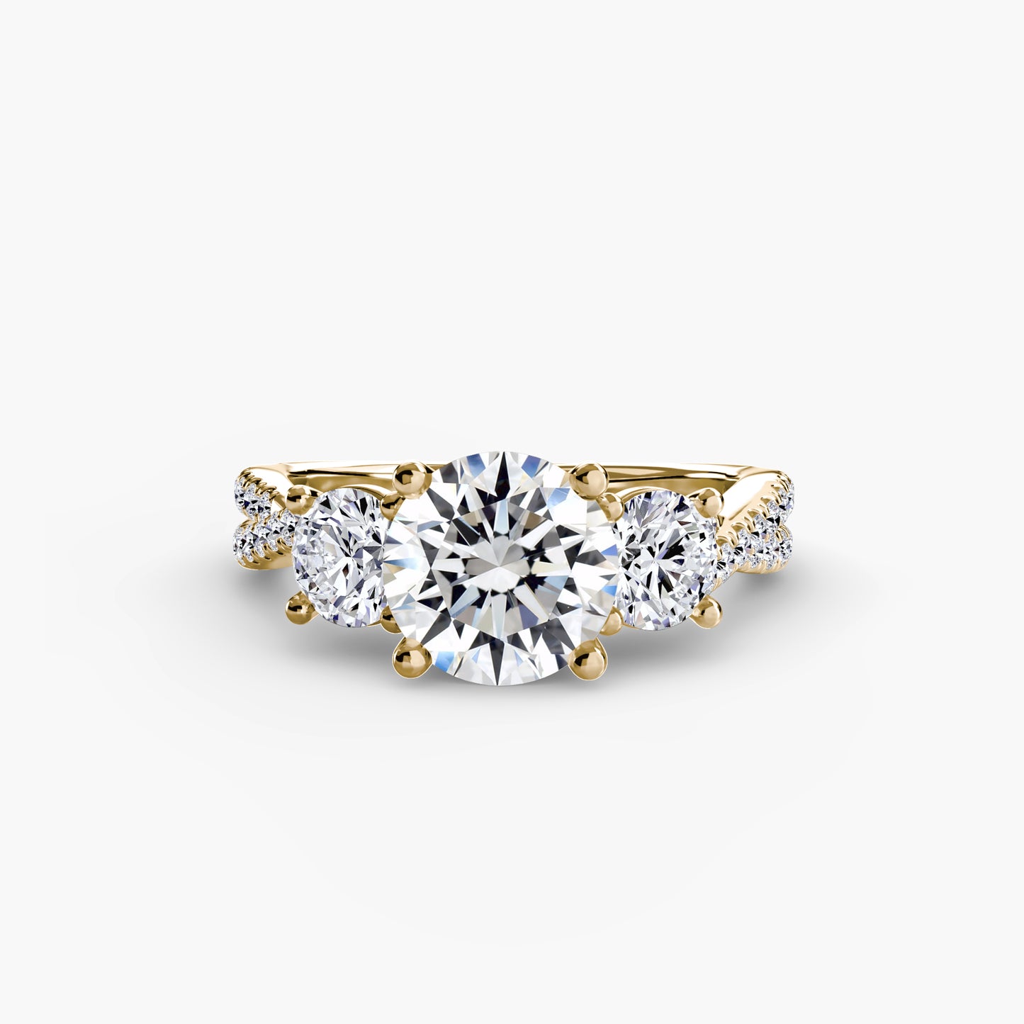 The "Colette" Three-Stone with Pavé Twist Ring