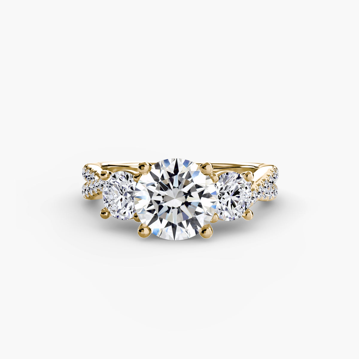 The "Colette" Three-Stone with Pavé Twist Ring