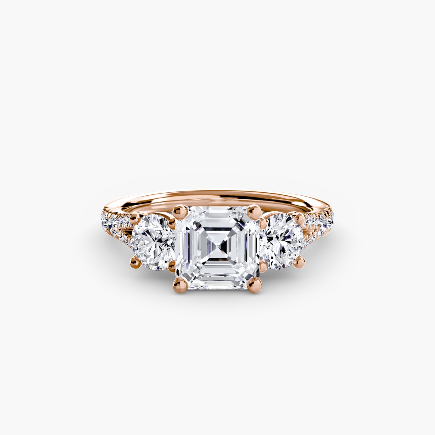 The "Cassandra" Classic Three-Stone with Pavé Band