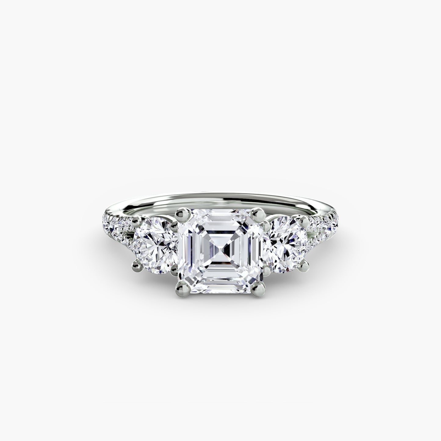 The "Cassandra" Classic Three-Stone with Pavé Band