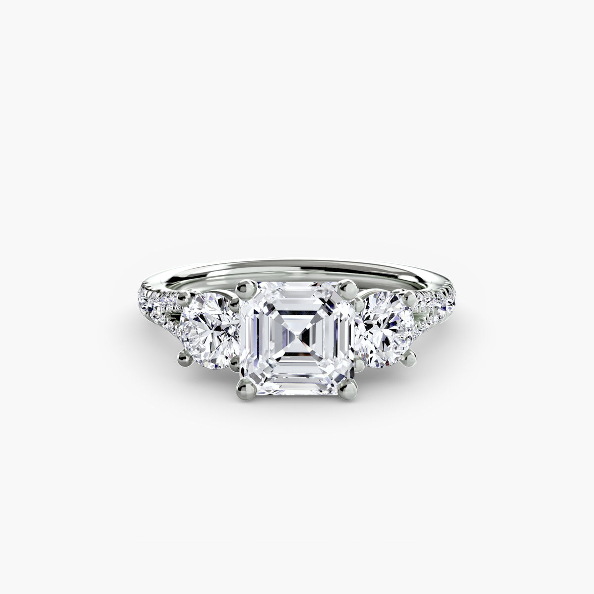 The "Cassandra" Classic Three-Stone with Pavé Band