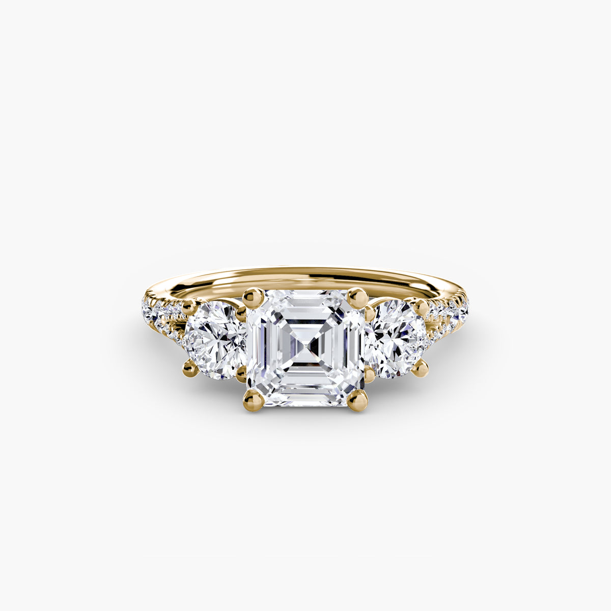 The "Cassandra" Classic Three-Stone with Pavé Band