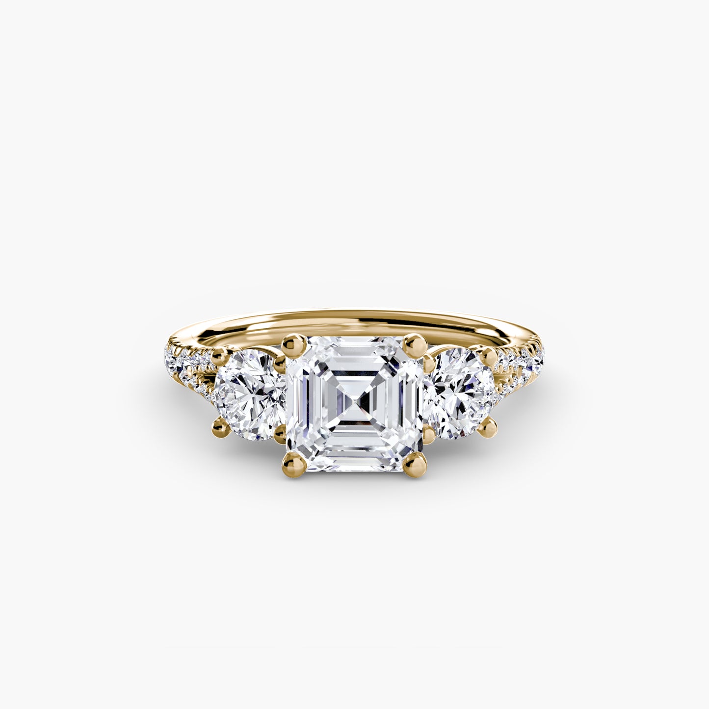The "Cassandra" Classic Three-Stone with Pavé Band