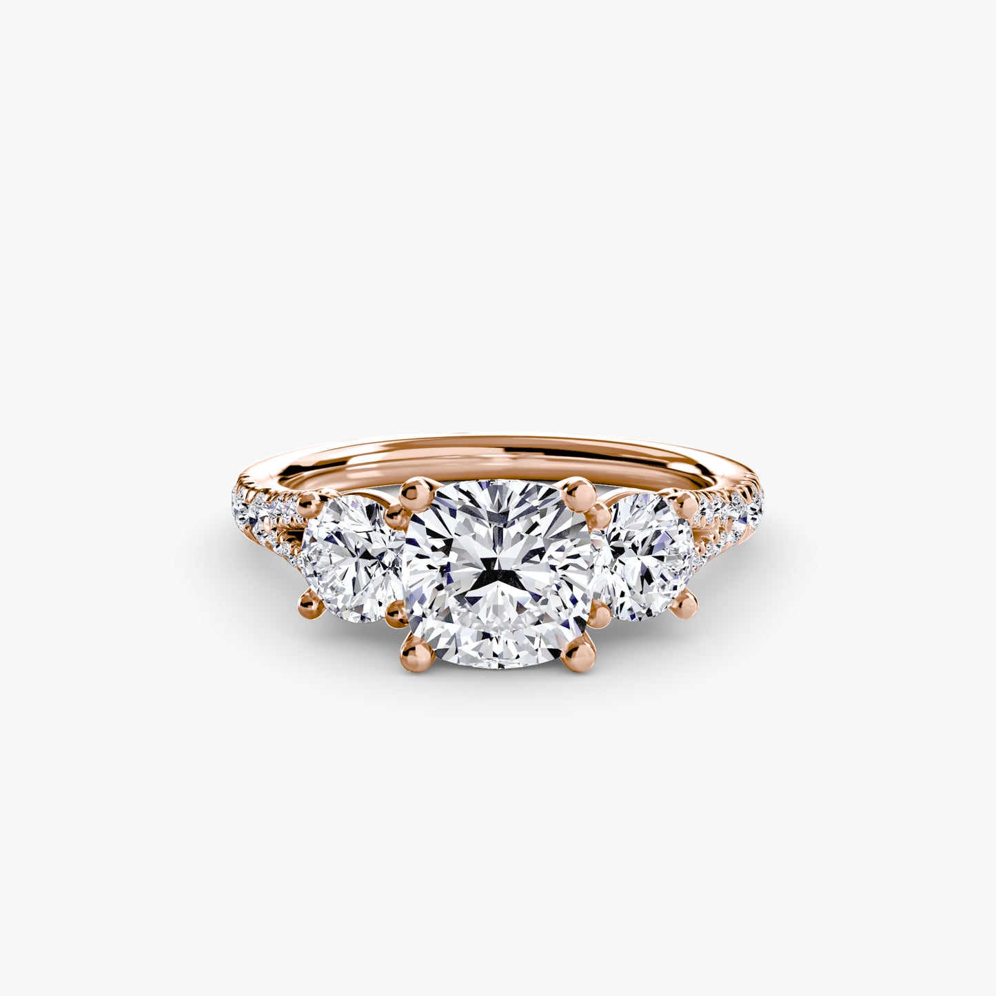 The "Cassandra" Classic Three-Stone with Pavé Band