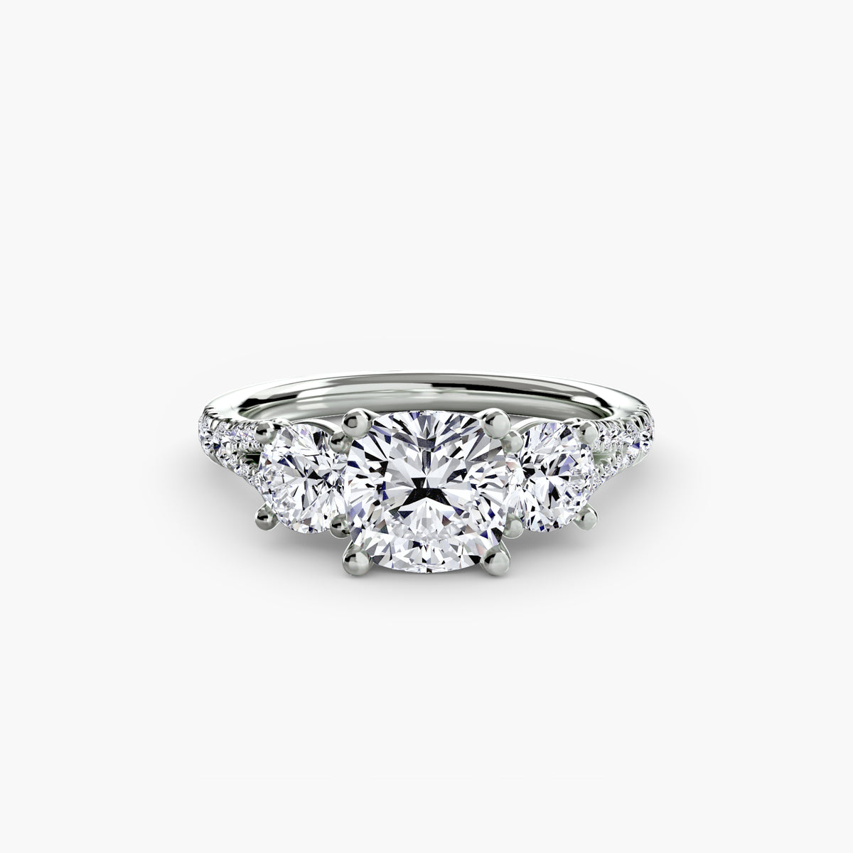 The "Cassandra" Classic Three-Stone with Pavé Band