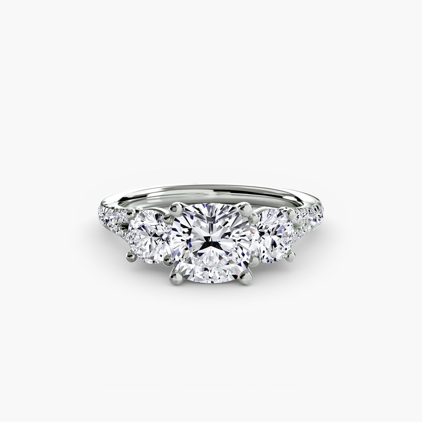The "Cassandra" Classic Three-Stone with Pavé Band