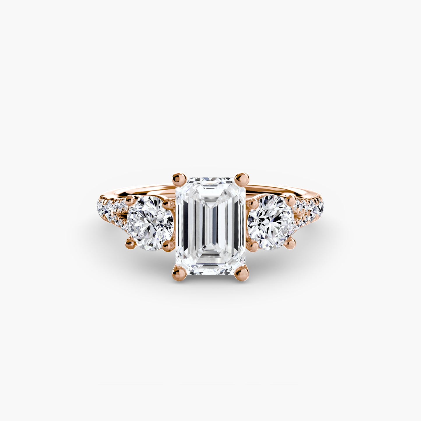 The "Cassandra" Classic Three-Stone with Pavé Band