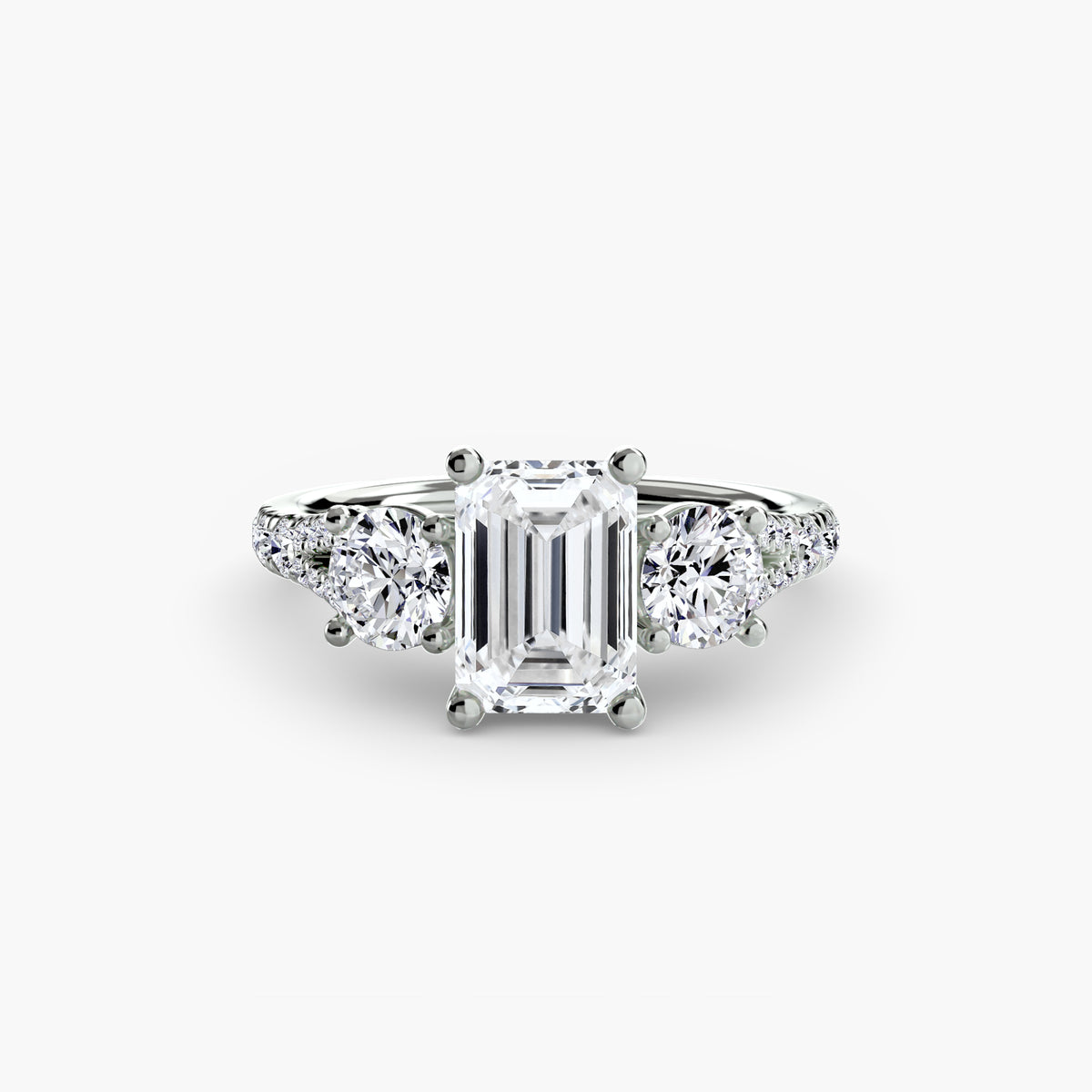 The "Cassandra" Classic Three-Stone with Pavé Band