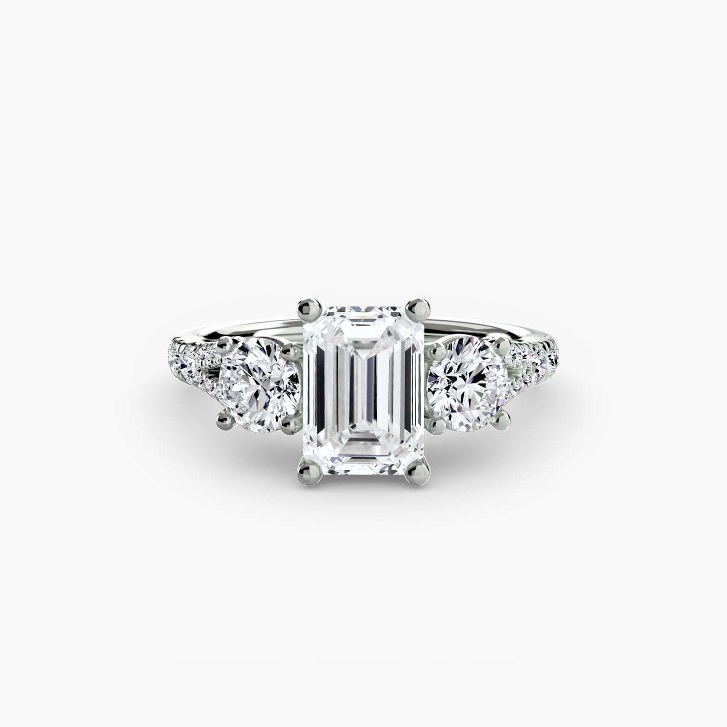 The "Cassandra" Classic Three-Stone with Pavé Band