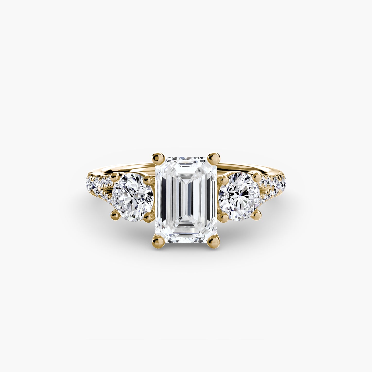 The "Cassandra" Classic Three-Stone with Pavé Band