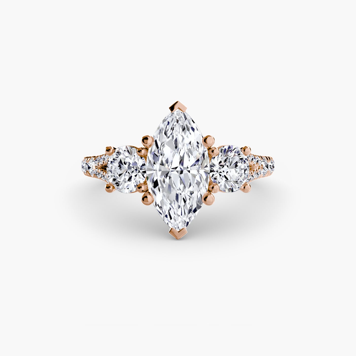 The "Cassandra" Classic Three-Stone with Pavé Band