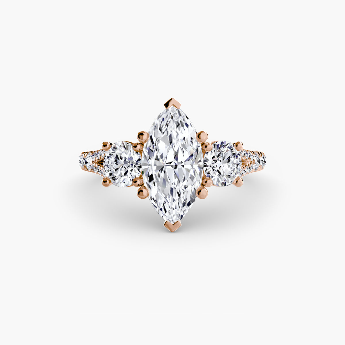 The "Cassandra" Classic Three-Stone with Pavé Band