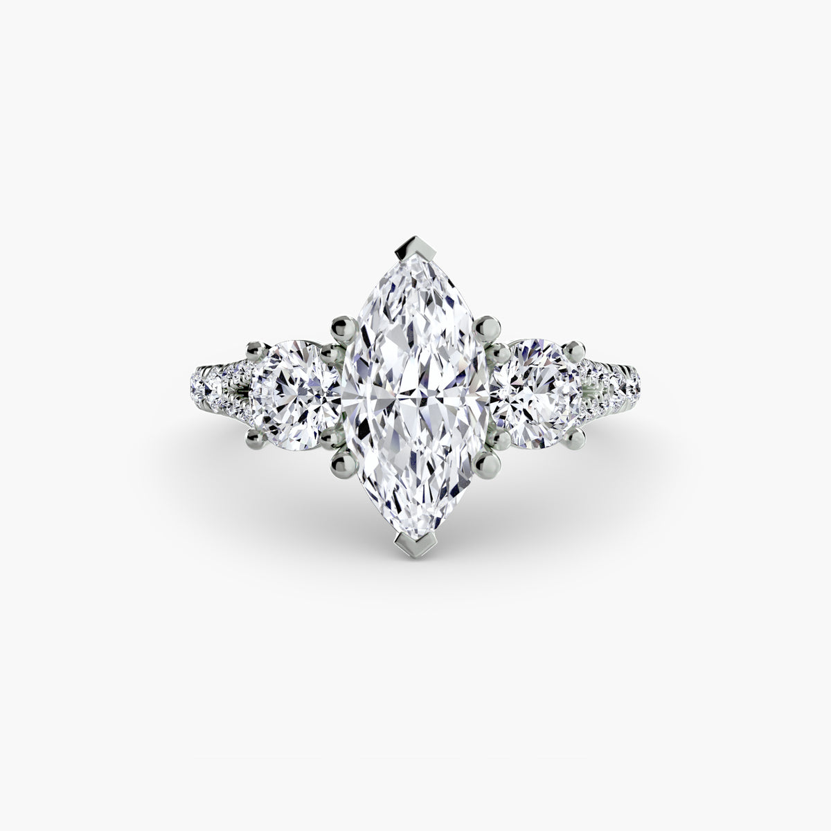 The "Cassandra" Classic Three-Stone with Pavé Band